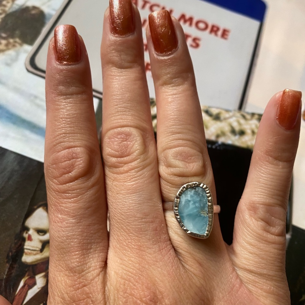 Larimar Slab Sterling Silver ring